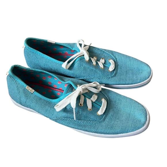 Keds x Kate Spade 'Champion' Women's 9 Canvas Lace Up Sneaker Tiffany Blue - Picture 2 of 10